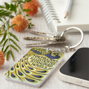 Porte-clefs Art Nouveau vintage, plume de paon Macmillan