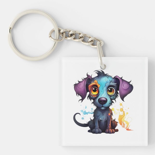 Porte-clefs Art numérique du chiot no 12 d'Halloween (Devant)