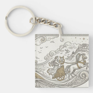 Porte-clefs Art numérique IA de joueur de harpe grec antique