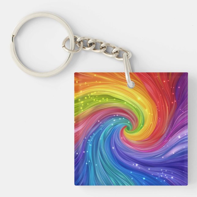 Porte-clefs Art numérique Rainbow Swirls (Devant)