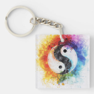 Porte-clefs Art numérique Rainbow Yin Yang