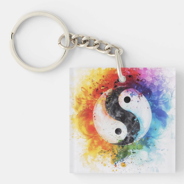 Porte-clefs Art numérique Rainbow Yin Yang (Devant)