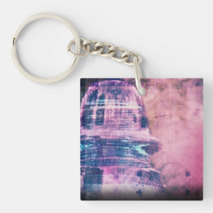 Porte-clefs Art numérique vintage en verre