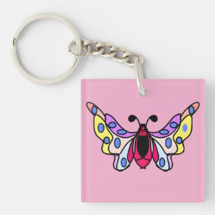 Porte-clefs Art papillon folklorique moderne vibrant personnal