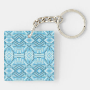 Porte-clefs Art pastel doux abstrait bleu staccato