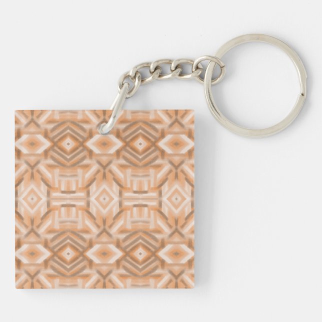 Porte-clefs Art pastel doux abstrait orange staccato (Dos)
