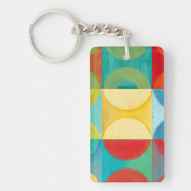 Porte-clefs Art Pop brillant avec cercles et Carré (Devant)