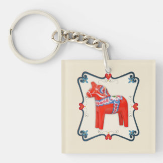 Porte-clefs Art populaire de cheval de Dala de Suédois encadré