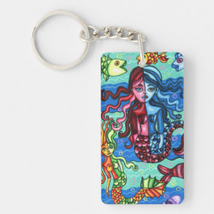 Porte-clefs Art populaire Mermaids Poisson Abstrait peinture o