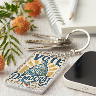 Porte-clefs Art populaire patriotique américain vintage Vote D
