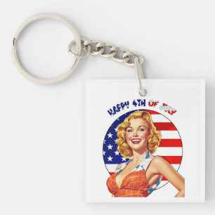 Porte-clefs Art Rétro Fille Pin-up Américaine