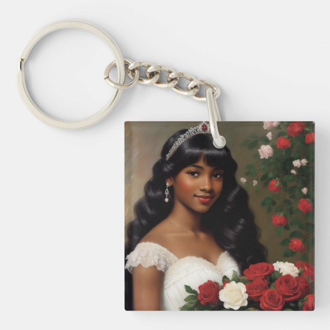 Porte-clefs Art Rose débutante afro-américain (Devant)