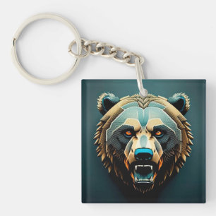 Porte-clefs Art stylisé d'ours féroce