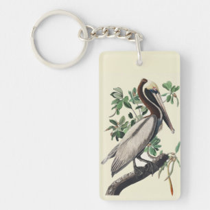 Porte-clefs Art vintage d'Audubon sur le Pélican brun, oiseau