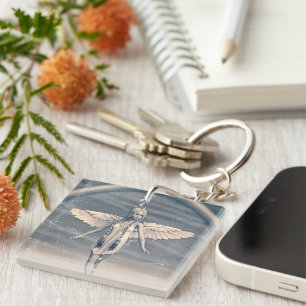 Porte-clefs Art vintage de l'ange gardien arc-en-ciel
