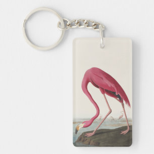 Porte-clefs Art vintage d'oiseau rose flamant américain d'Audu