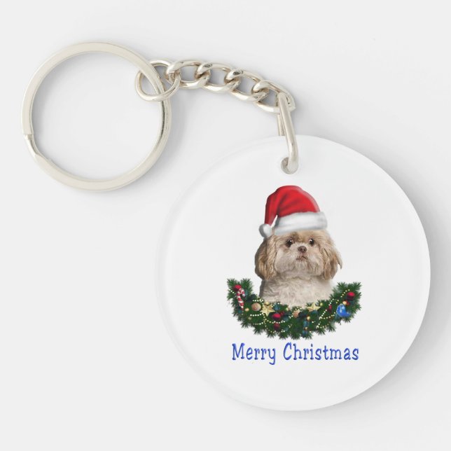 Porte-clefs Articles de Noël de chien Shih-Tsu (Devant)