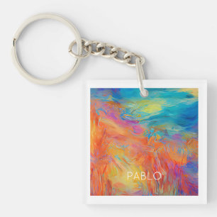 Porte-clefs Artiste Abstrait coloré Peinture Fun NOM Mod Hip
