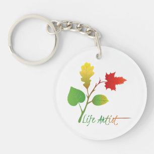 Porte-clefs Artiste de vie inspirant Citation, Feuilles coloré