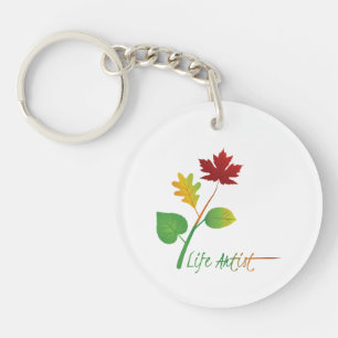 Porte-clefs Artiste de vie motivant Citation, Feuilles colorée