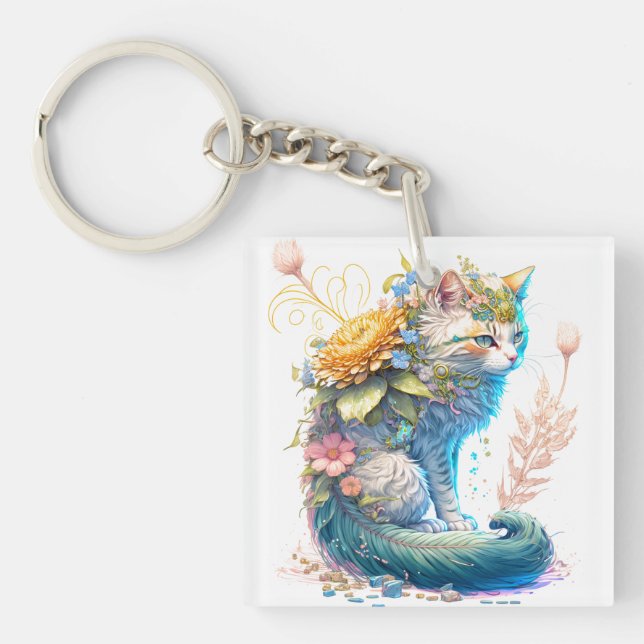 Porte-clefs Artistic Majestic Kitty Cat Illustration (Devant)