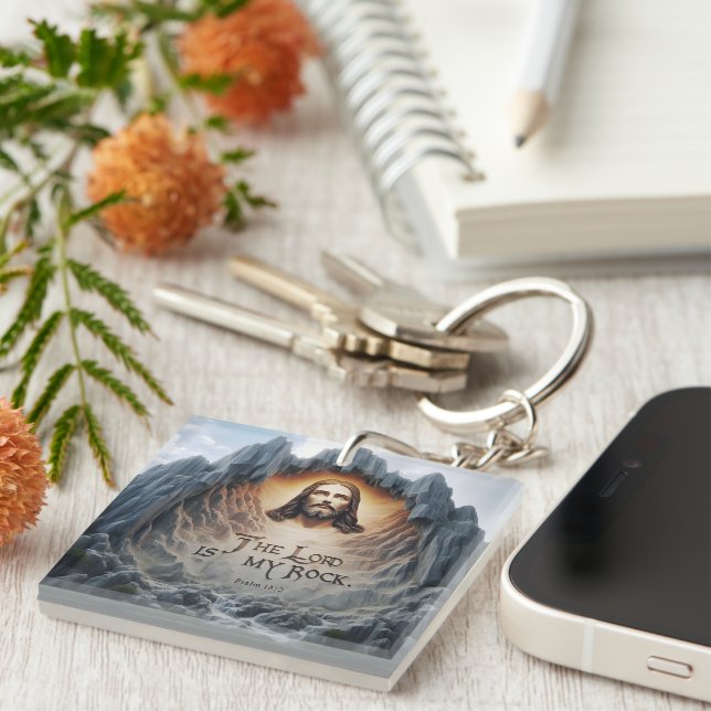 Porte-clefs Ascension Divine : Le Seigneur Est Mon Rocher (Devant Droit)