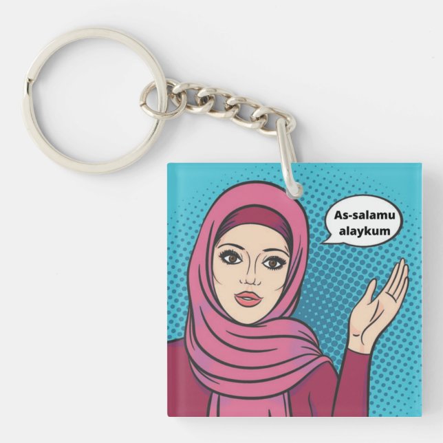 Porte-clefs Assalamu Alaykum - Musulmane en hijab  (Devant)