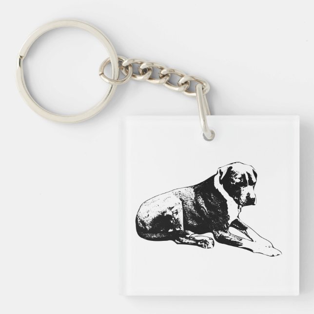 Porte-clefs Assis en gras, trace d'encre (Devant)
