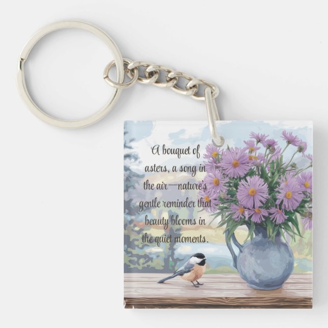 Porte-clefs Astres aquarelles et devis de poulet (Devant)