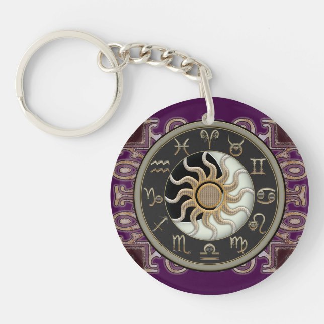 Porte-clefs Astrologie Sun et lune personnalisée (Devant)