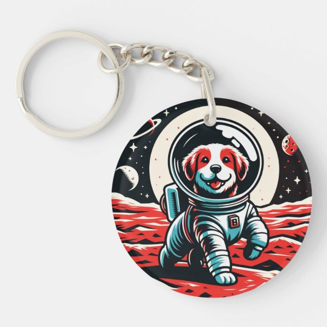 Porte-clefs Astronaut Dog - Cosmic Canine Space Adventure (Devant)
