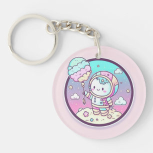 Porte-clefs Astronaut mignon avec balon de crème glacée sur la