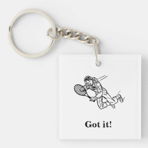 Porte-clefs Astronaut Spaceman Joueur De Tennis Avec Texte