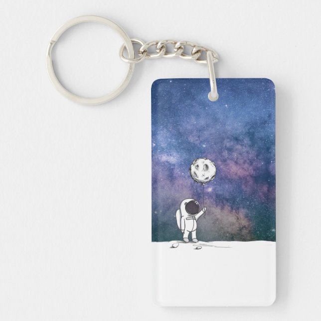 Porte-clefs Astronaute dans l'espace avec ballon lunaire cosmo (Devant)
