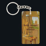 Porte-clefs Atelier de St. Joseph (BL 01)<br><div class="desc">En vertu de son métier traditionnel de menuisier, saint Joseph est le patron des artisans et des ouvriers. En 1955, le Vénérable Pape Pie XII institua une fête spéciale, la fête de "St. Joseph le Travailleur", à célébrer le 1er mai avec une liturgie mettant l'accent sur le droit au travail...</div>