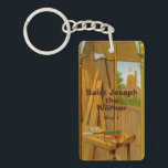 Porte-clefs Atelier de St. Joseph (BL 01)<br><div class="desc">En vertu de son métier traditionnel de menuisier, saint Joseph est le patron des artisans et des ouvriers. En 1955, le Vénérable Pape Pie XII institua une fête spéciale, la fête de "St. Joseph le Travailleur", à célébrer le 1er mai avec une liturgie mettant l'accent sur le droit au travail...</div>