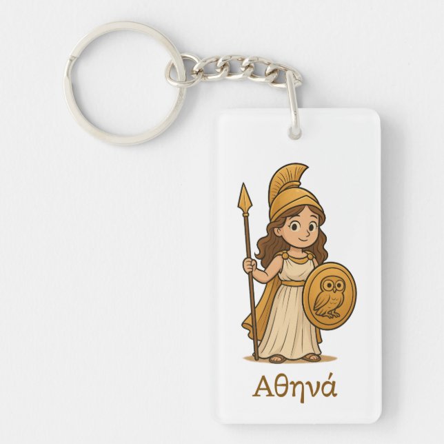 Porte-clefs Athéna déesse grecque de dessin animé mignonne per (Devant)