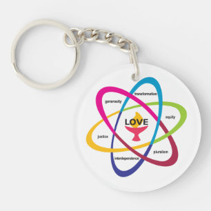 Porte-clefs Atom des valeurs partagées - Unitaire Universalist