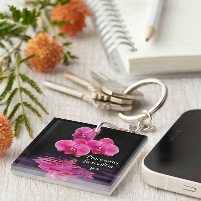 Porte-clefs Attache-clés Orchidées La Paix Vient de Vous (Devant Droit)