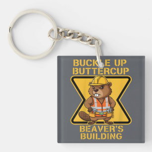 Porte-clefs Attachez votre ceinture Papillon Castor Mème de sé