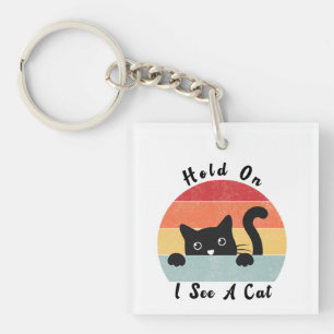Porte-clefs Attends Je Vois Un Chat, Un Chat Drôle