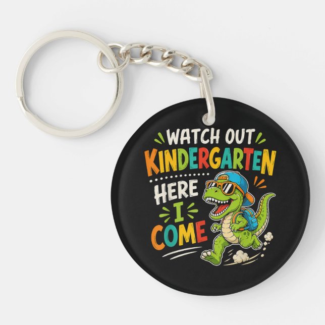 Porte-clefs Attention maternelle j'arrive Dino (Devant)