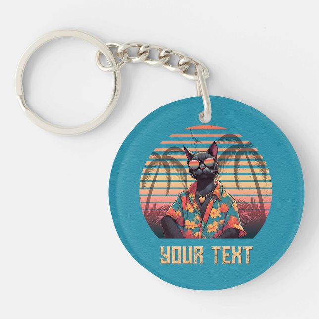 Porte-clefs Attitude de chat Tropical intemporelle (Devant)