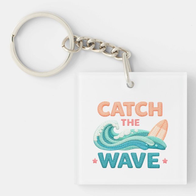 Porte-clefs Attraper la vague Surf Vague océanique et planche  (Devant)
