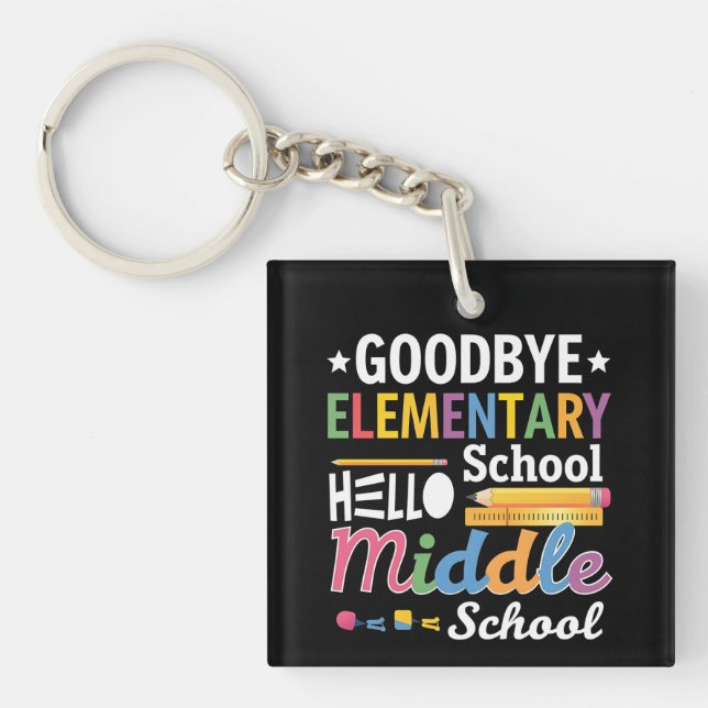 Porte-clefs Au revoir école primaire Bonjour collège (Devant)