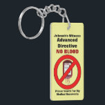 Porte-clefs Aucun sang - directive avancée<br><div class="desc">Comme le témoin de Jéhovah vous ne veulent que l'aucune directive de sang soit connue, en cas d'urgence. Ce porte - clé peut faciliter cette matière. Facilement customisé avec vos informations personnelles sur le dos. Vous pouvez changer la couleur du texte et de l'arrière-plan avec l'outil avancé de rédacteur, ou...</div>
