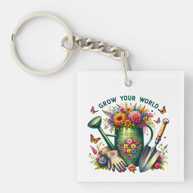 Porte-clefs Augmentez votre design de jardin fleuri mondial (Devant)