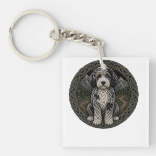 Porte-clefs Aussiedoodle à nœud celtique randonnée