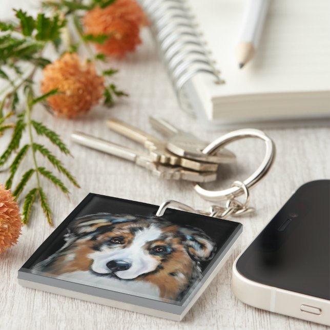 Porte-clefs Australian Shepherd   (Devant Droit)