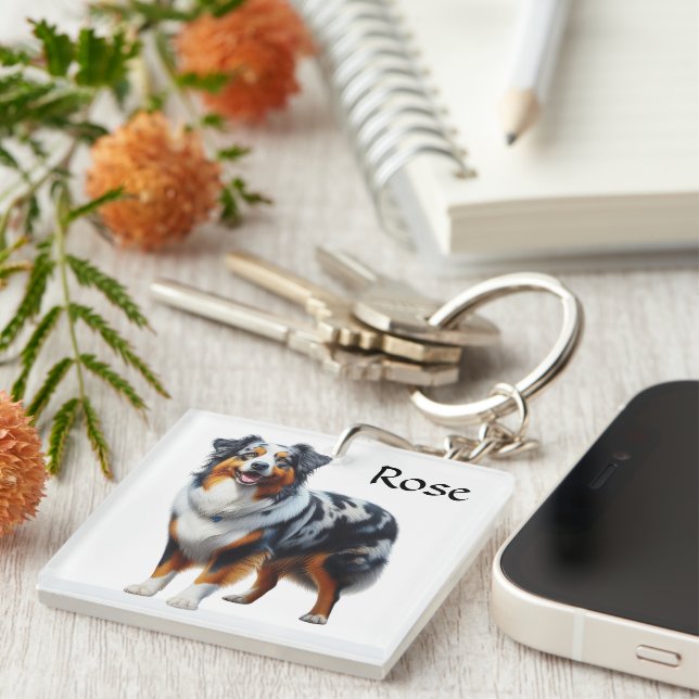 Porte-clefs Australian Shepherd  (Devant Droit)